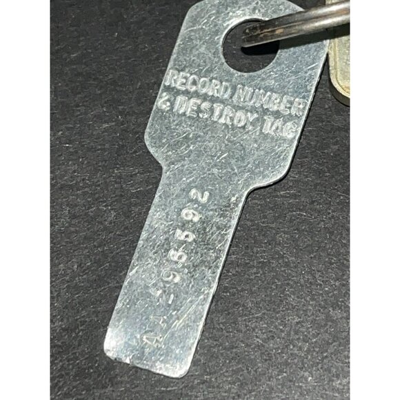 Vtg 1990s 2 IBM Keys w/ Record Number & Destroy Tag Set of Two Brass Aluminum - Picture 4 of 5